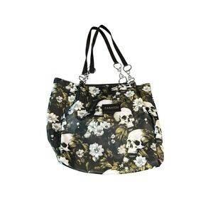 NEW fashion purse tote bag skulls flowers floral zips closed